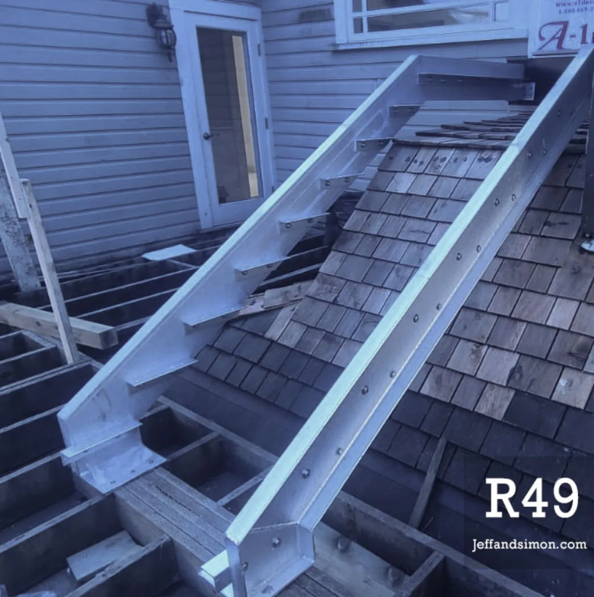 Exterior galvanized stringer deck stair installation, Metro Vancouver