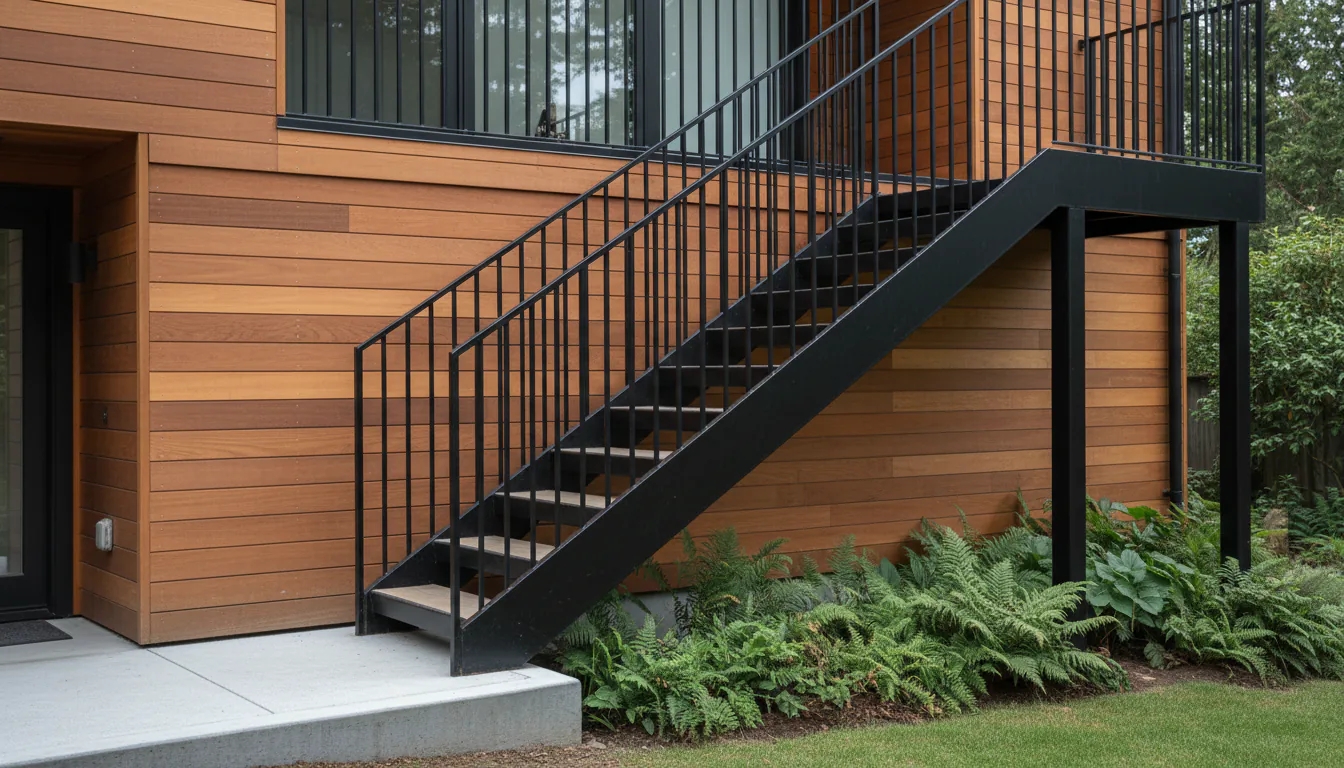 Thermal Bridging Where an Exterior Steel Stair Meets the Wall